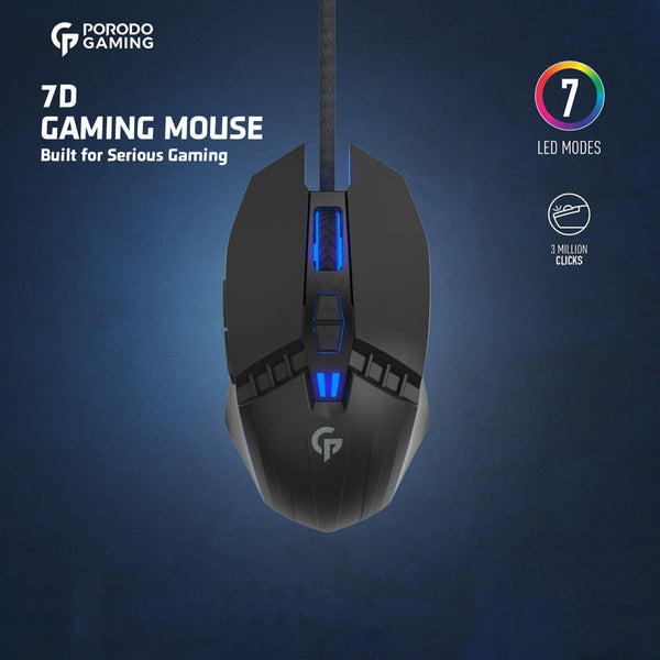 Porodo Gaming 7D Wired LED Mouse 8000 DPI 