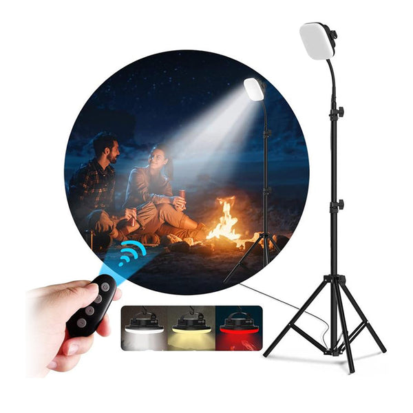 LED Camping Light with Magnetic Base, Remote, and Adjustable Tripod up to 190cm