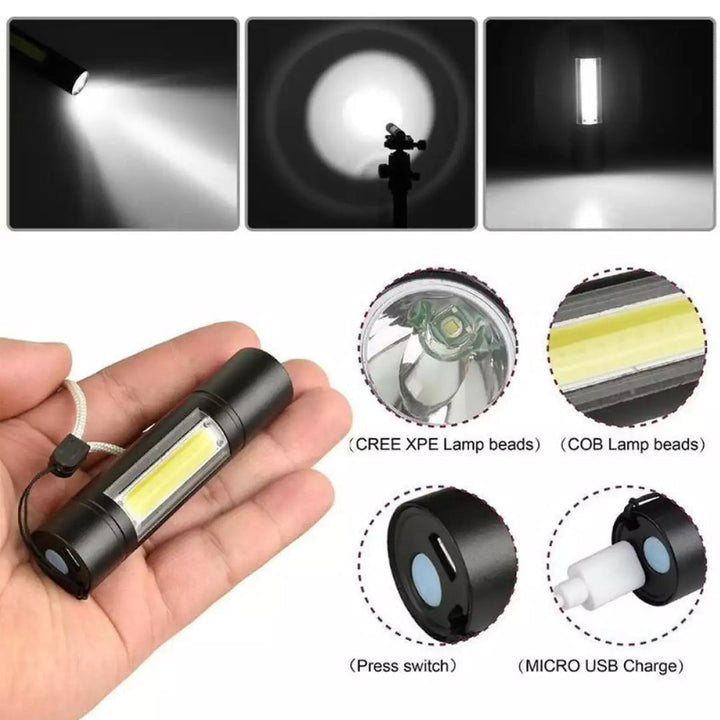 MINI LED FLASHLIGHT RECHARGEABLE WATERPROOF USB CHARGE