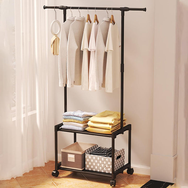 Multi-functional Clothes Stand with a 2-layer Bottom Shelf