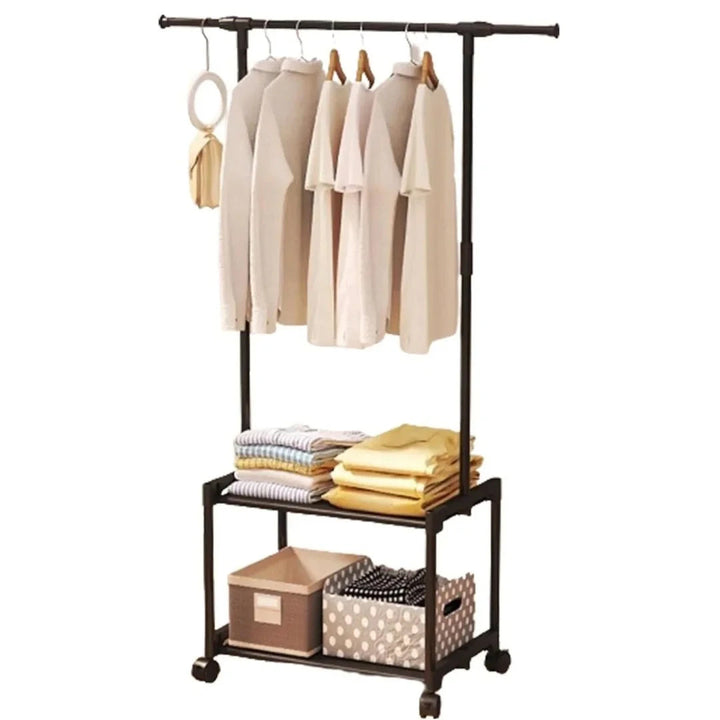 Multi-functional Clothes Stand with a 2-layer Bottom Shelf