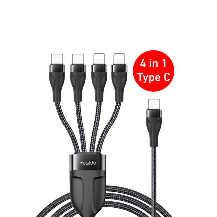 Yesido 4-in-1 Multi-Function Fast Charging Cable (USB or Type C) 