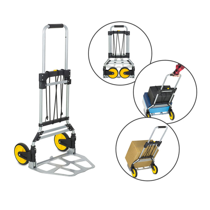 Folding Heavy Duty Luggage Trolley with Rubber Handle and Wheels