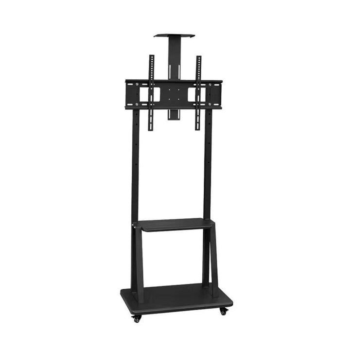 Rotatable and Adjustable Portable TV Monitor Stand with Movable Wheels for Mounting and Two Shelves