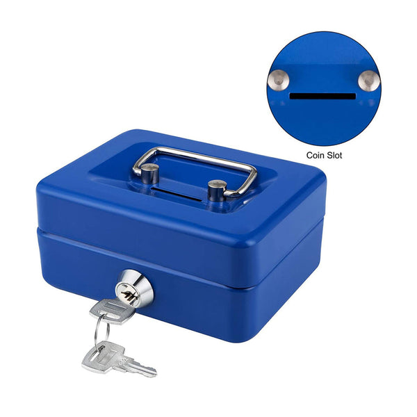 Metal Box With Lock Durable Double Layer Space Saving Cash Storage