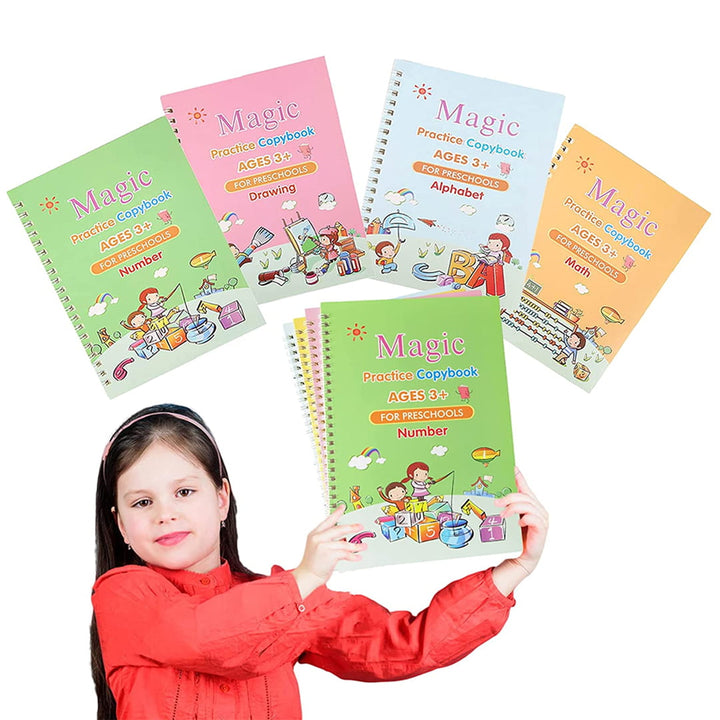 Set of 4 Magic Practice Copybook for Kids Magic Calligraphy