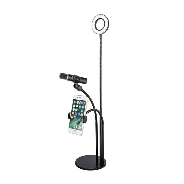 Mobile Live Stream Equipment, Mic Stand Ring Light & Cell Phone Holder, Smartphone Lighting Accessories