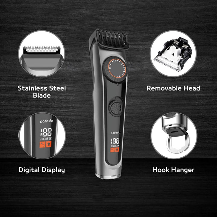 Porodo High-Precision Beard Trimmer With Digital Display 