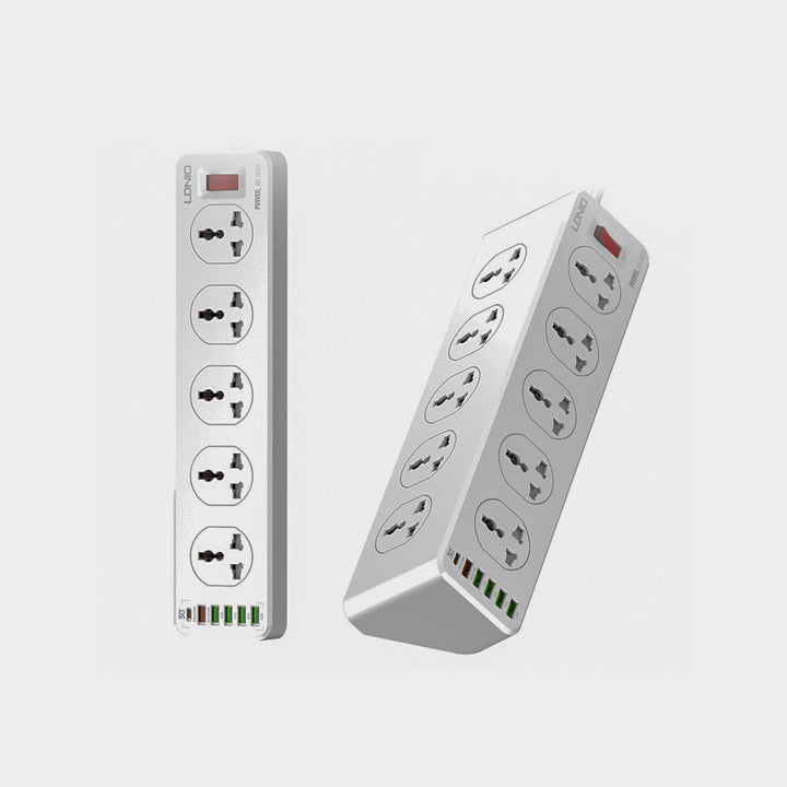 LDNIO SC10610 Slope Design Power Strip With 10 Outlets+5USB Ports+1PD Port