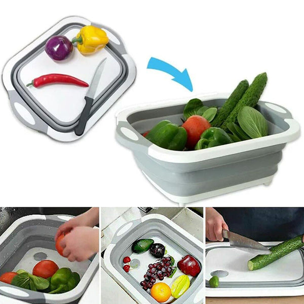 Multifunction Folding Cutting Board Plastic Storage Basket