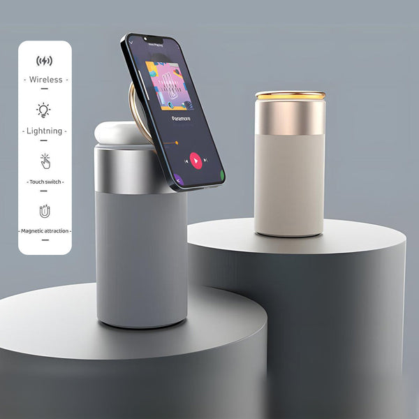 3-in-1 Multifunctional Fast Wireless Charger, Bluetooth Speaker, and Night Light 