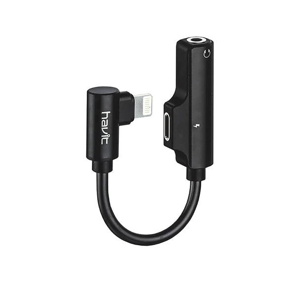 Havit H663 lightning Male to lightning Female and 3.5mm audio cable adapter 