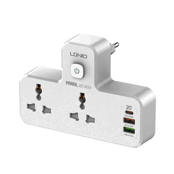 LDNIO 6 IN 1 POWER SOCKET(NIGHT LAMP,PD+QC 3.0 + 2.4 AMP FAST CHARGER)