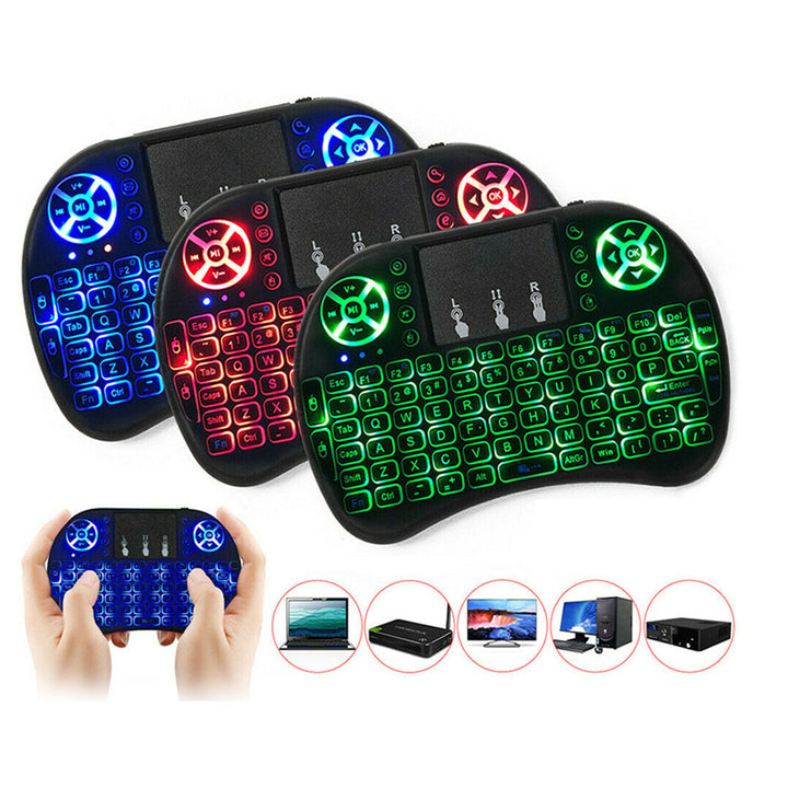 Mini Wireless Touch Pad RF500 with RGB Color Back-light Keyboard And Mouse