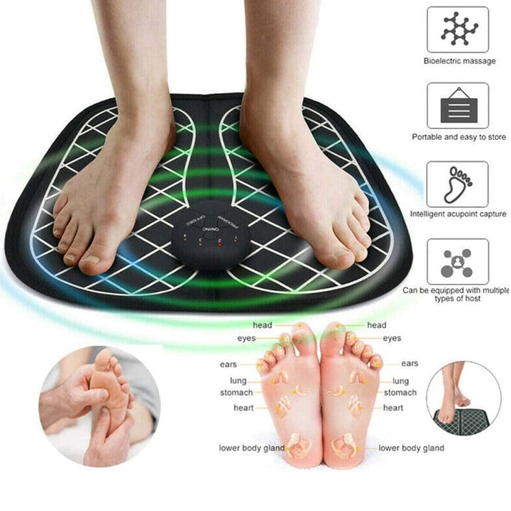 EMS Foot Massager, Portable Electric Foot Massage Mat, Adjustable 6 Vibration Modes