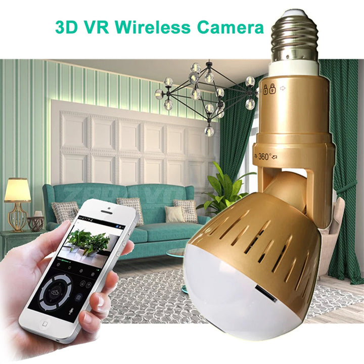 Wifi Panoramic 360 degree 2MP Wireless Light Bulb Fisheye Camera 3D VR Security Lamp WIFI IP Camera