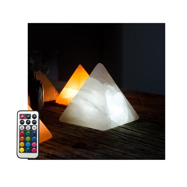 New Design Pyramidal White Natural Selenite Crystal LED Night Light