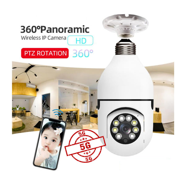 E27 bulb base 5G Wireless Panoramic WiFi Camera HD 1080P With Night Vision and Motion Sensor  