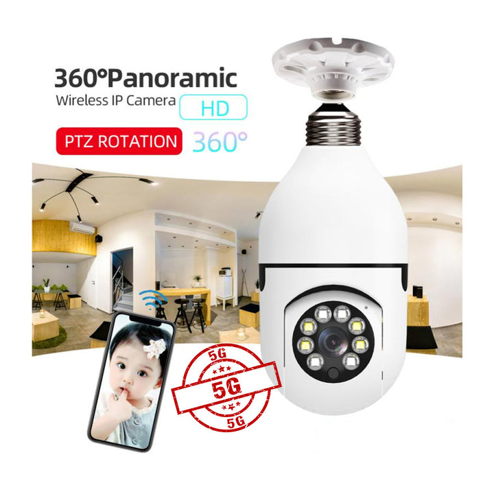 E27 bulb base 5G Wireless Panoramic WiFi Camera HD 1080P With Night Vision and Motion Sensor  