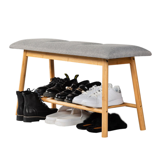 Shoe Rack with Cushioned Seat Shoe Bench