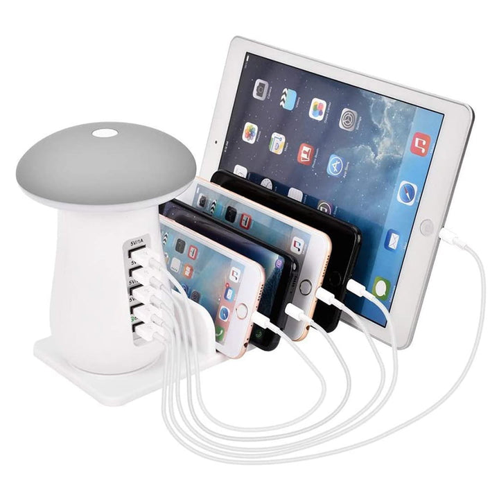 Mushroom Light Desktop Charging Station 5 USB Port 3.0 Fast Charging