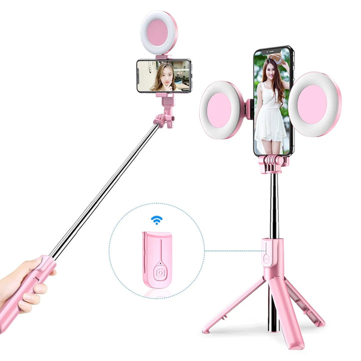 4 In 1 Dual Led Ring Light Selfie Stick