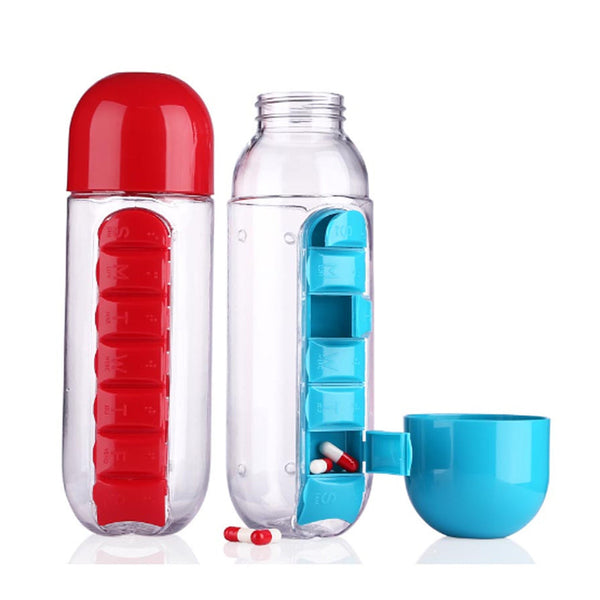 Pill & Vitamin Organizer Water Bottle - Assorted Colors