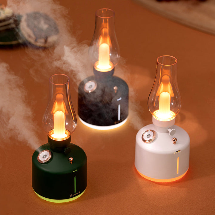 Portable Air Humidifier with Retro Style USB rechargeable LED Night Light Kerosene Bedside Lamp