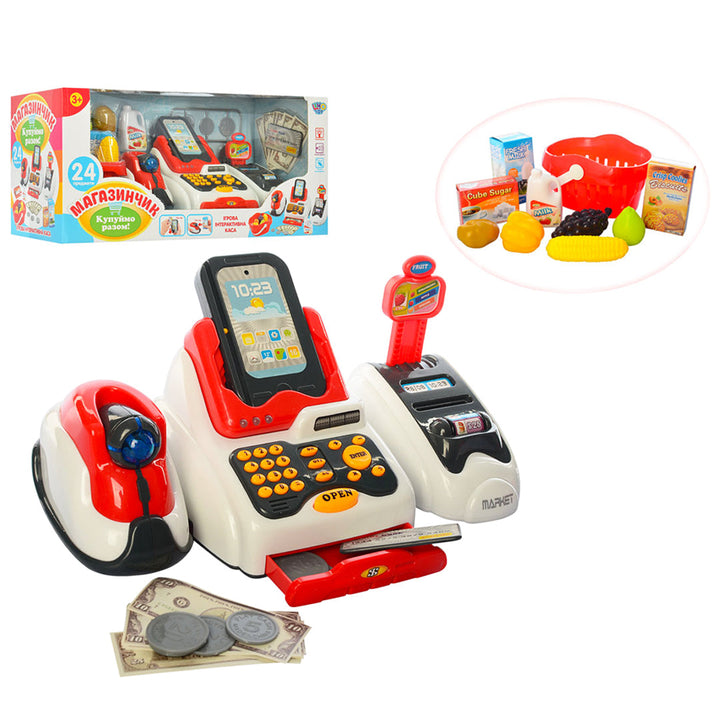 Pretend Play Smart Cash Register Toy, Kids Cashier with Checkout Scanner