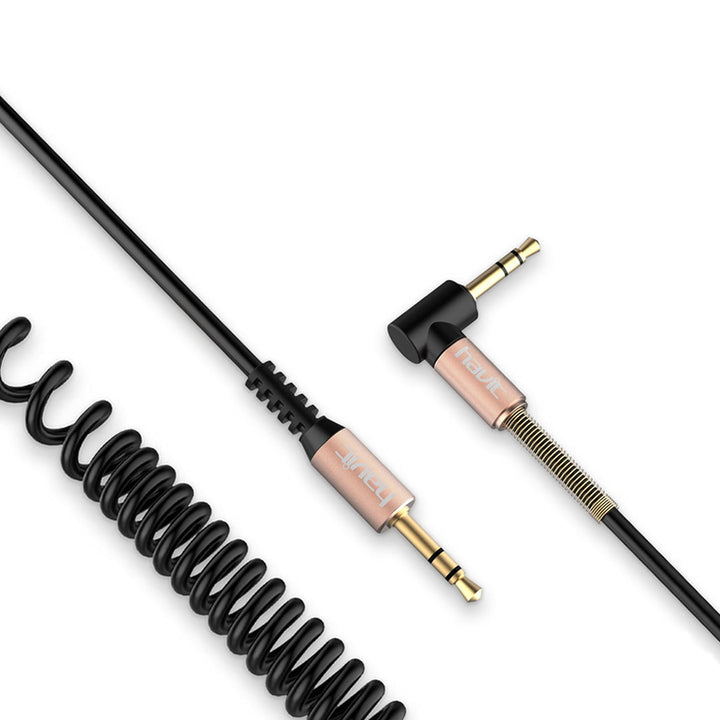 HAVIT HV-CB619X Elbow Audio Cable 0.6M to 2.0M – Black/Gold 