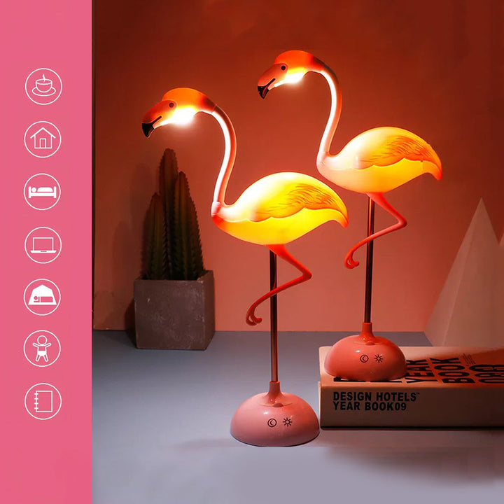 LED Flamingo Night Light Touch Reading Table Lamp USB Charging