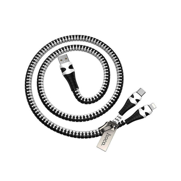 Hoco Cable 2-in-1 USB to Lightning / Type-C “U97 Zipper”