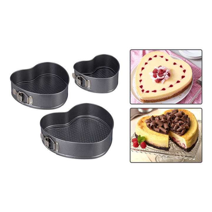 Heart Pan Set of 3, Romantic Shaped Cakes 3 Sizes, Nonstick