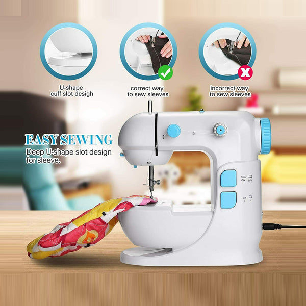 Mini Sewing Machine for Beginners, with Extension Table, Foot Pedal, 2-Speed Double Thread