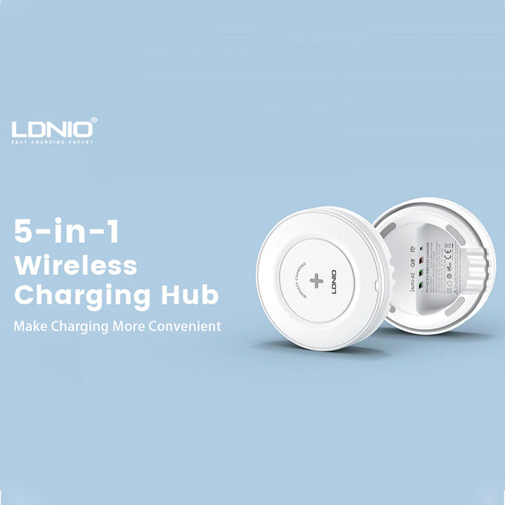 LDNIO 32W Desktop Wireless Charging Station with 4-Port PD/QC3.0 Fast Charging