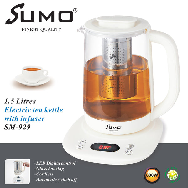 SUMO SM-929 1.5 Litres 800W Cordless Electric Tea Kettle With Infuser