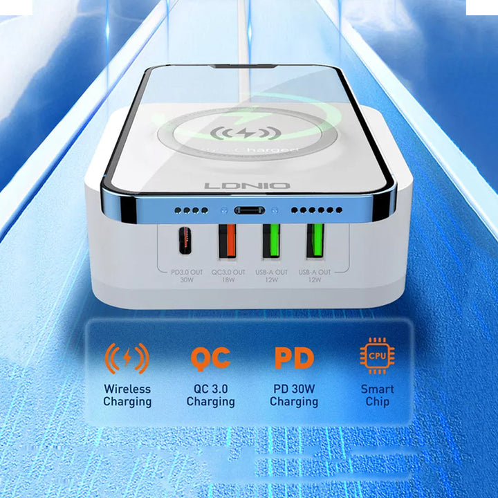 LDNIO AW004 32W desktop wireless charger with PD+QC ports