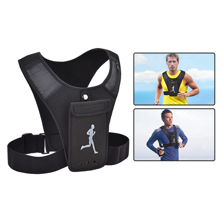 Lightweight Running Vest with Phone Holder on the Chest and Adjustable Water Resistant Waistband