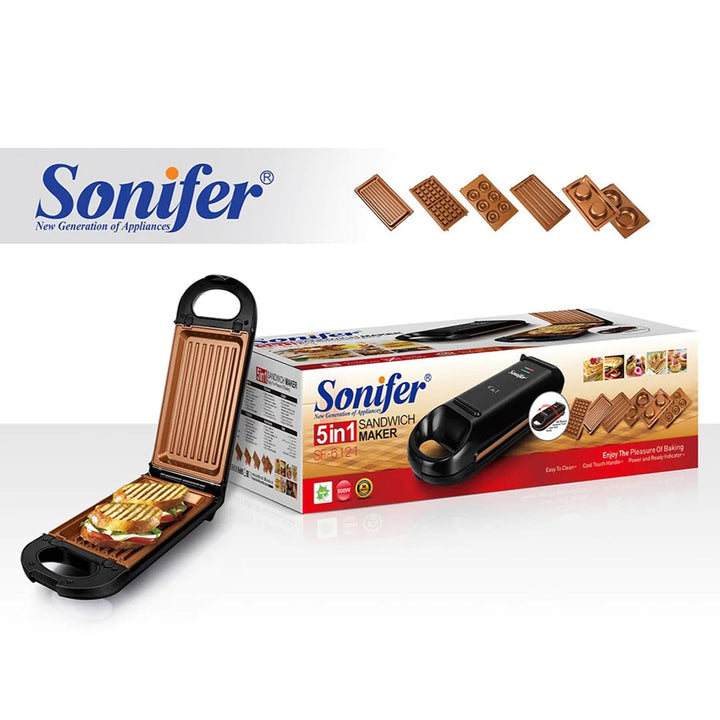 SONIFER Detachable 5 in 1 Sandwich Maker 800W Made of Non-Stick Material  