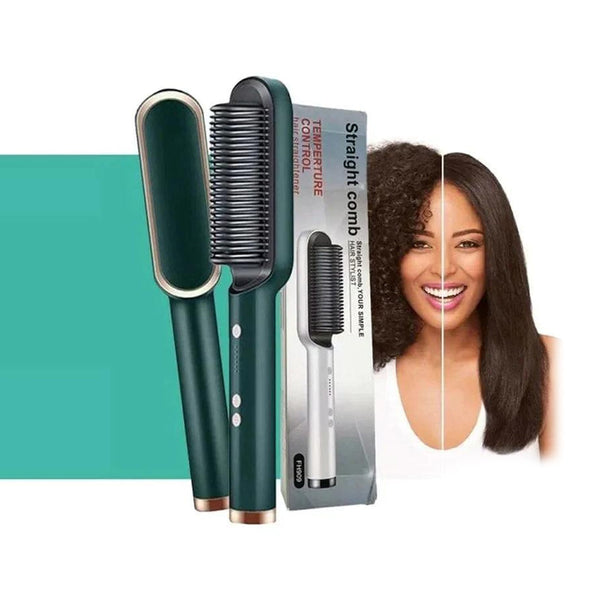 Professional Electric Hair Straightener & Curling Brush 2 in 1with Intelligent Temperature Control