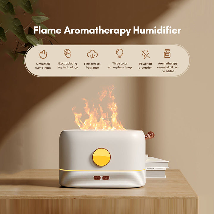 Air Humidifier and Diffuser 2 in 1 with Flame Light, 3 Colors Night Light Diffuser 200ml