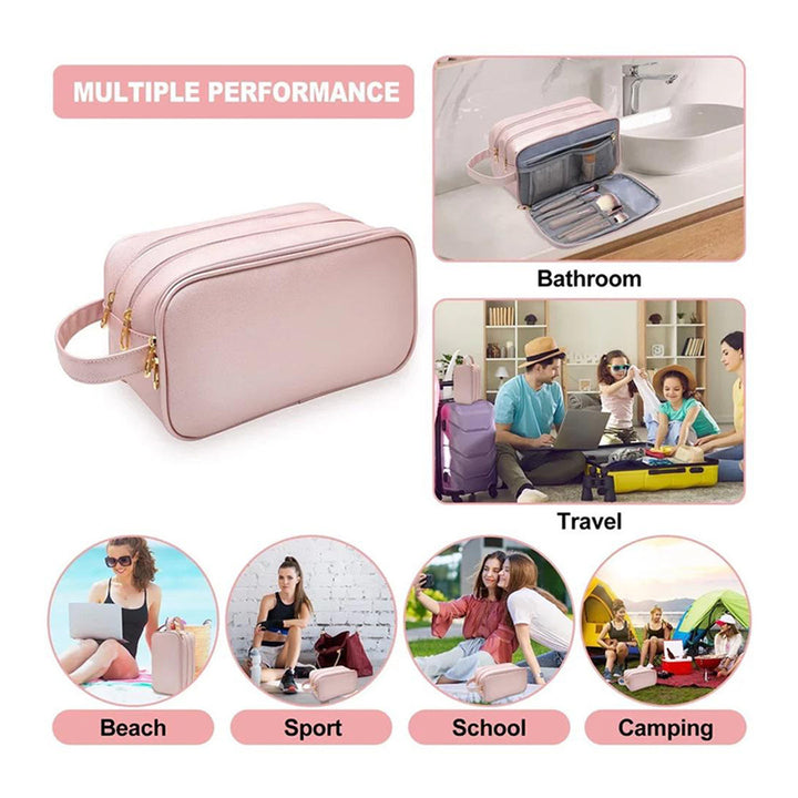 High-Quality Waterproof leather Cosmetic Organizer Makeup Bag  