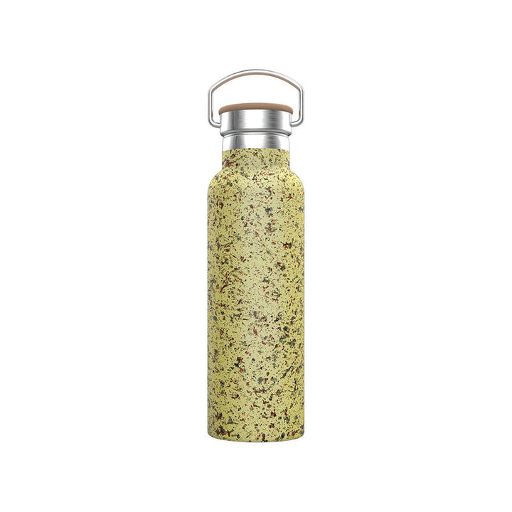 Green Pattern Stainless Steel Water Bottle With Double Vacuum Wall 600ml