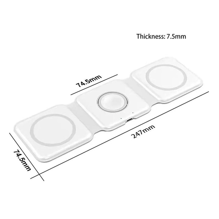 Multifunctional 3-in-1 15W Foldable Wireless Magnetic Charging Dock