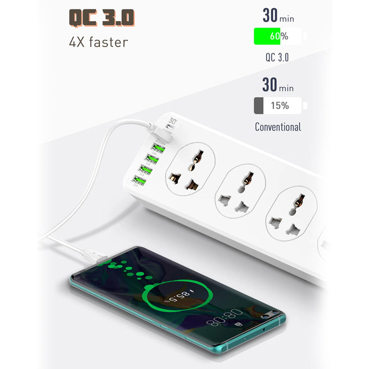 LDNIO SC10610 Slope Design Power Strip With 10 Outlets+5USB Ports+1PD Port