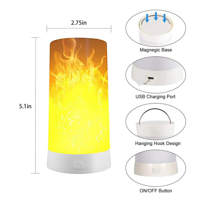 Portable Rechargeable LED Flame Light Lamp with Remote Control