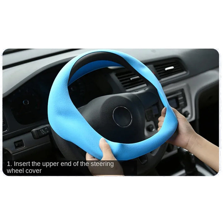 Interior Car Silicone Steering Wheel Cover Heat-Resistant Corrosion-Resistant and Non-Slip