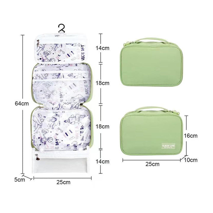 Portable Cosmetic Bag Travel Wash Bag Hanging Organizer Bag Foldable Toiletry Bathroom Bag 