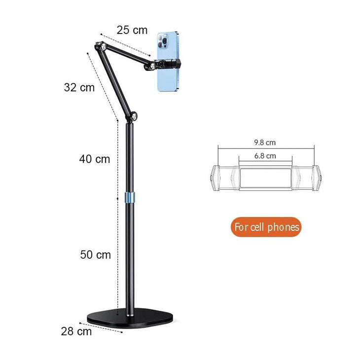 Mobile and Tablet Floor Stand Flexible Angle Adjustment with Adjustable Height