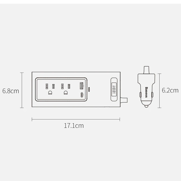 Baseus 150W Car Inverter DC 12V to AC 110V Auto Power Inverter Dual Port Fast Charging Car Power Station